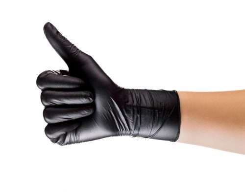 Hand,In,Black,Glove,Showing,Gesture,Of,Like,Sign,,Giving